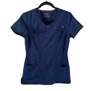 HeartSoul XS Scrub Top, Navy Blue & Hearts